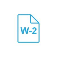 eps10 blue vector w2 irs formulario de impuestos documento icono aislado sobre fondo blanco. símbolo de esquema de formulario de impuestos financieros en un estilo moderno y plano simple para el diseño de su sitio web, logotipo y aplicación móvil