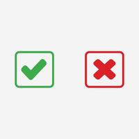 wrong and check icon vector set. no, yes, accept, decline symbol. red cross, green tick symbol sign