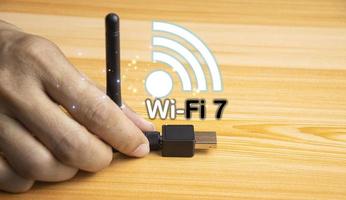 Concept of Wi-Fi 7 or Wi-Fi 7 development, high-speed connection photo