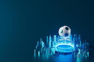 3d football object design. realistic rendering. abstract futuristic background. 3d illustration. motion geometry concept. sport competition graphic. tournament game bet content. soccer ball element. photo