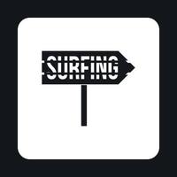 Surfing direction sign icon, simple style vector