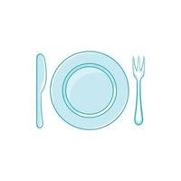 Place setting with empty dish fork and knife icon vector