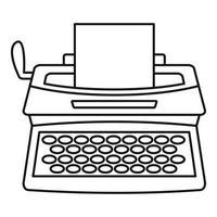 icono de máquina de escribir vintage, estilo de contorno vector