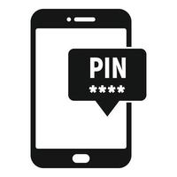 Smartphone pin code banking icon, simple style vector