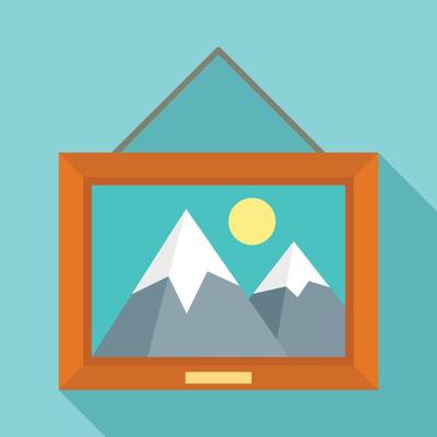 Museum art picture icon, flat style