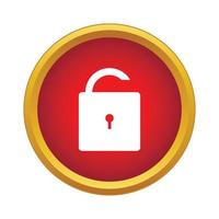 Open lock icon, simple style vector