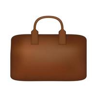 Leather suitcase icon, realistic style vector