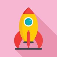 Kid amusement rocket icon, flat style vector