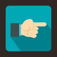 Pointing hand gesture icon, flat style vector
