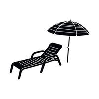 Sun lounger and parasol icon, simple style vector