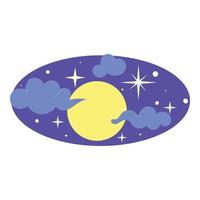 icono de luna llena en el cielo, estilo de dibujos animados vector