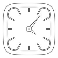 Square clock icon, outline style. vector