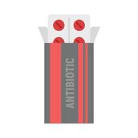 Antibiotic package box icon, flat style vector