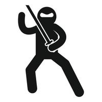 Ninja fighting icon, simple style vector