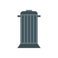 Gray trash can with lid icon, flat style vector