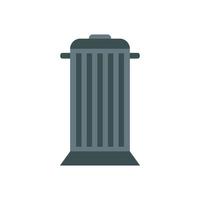 Gray trash can with lid icon, flat style vector