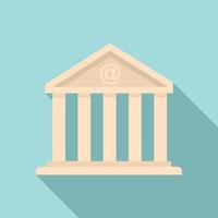 Loan bank building icon, flat style vector