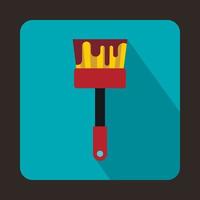 Paint brush with red paint icon, flat style vector