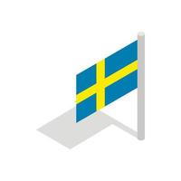 icono de la bandera de suecia, estilo 3d isométrico vector