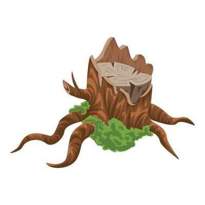 Old tree stump icon, cartoon style