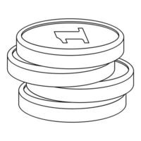 Ruble coin icon, outline style. vector