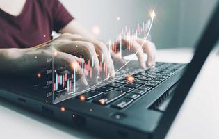 Investment ideas and technology business, Funds, Stock market and digital assets, Investors or trader, Financial data analysis, Stock graphs and forex trading, business finance background photo
