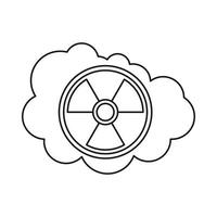 Cloud and radioactive sign icon, outline style vector