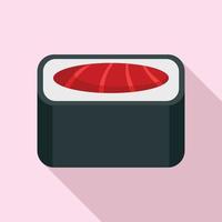 Maguro sushi roll icon, flat style vector