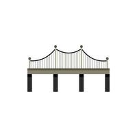 Black bridge with railings icon, flat style vector