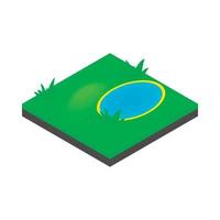 Lake landscape icon, isometric 3d style vector