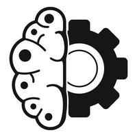 Gear brain ai icon, simple style vector