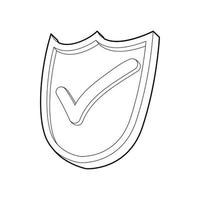 Shield with green tick icon, outline style vector