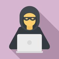 Hacker man icon, flat style vector