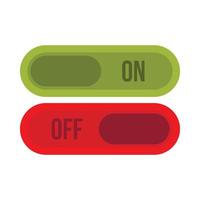 Button on and off icon, flat style vector