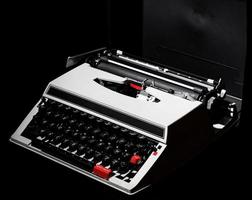 Old vintage typewriter. Two colors red and black. photo