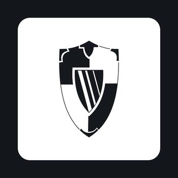 Military shield with pattern icon, simple style vector