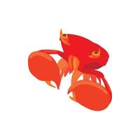 Crab with big claws icon, cartoon style vector