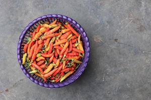 Red Cayenne Pepper or Cabe Rawit Merah in Indonesian photo