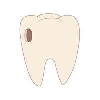 diente con icono de caries, estilo de dibujos animados vector