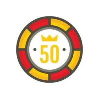 Casino chip 50 icon, flat style vector