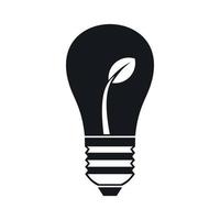 Ecology idea bulb with plant icon, simple style vector