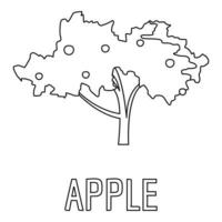 icono de manzana, estilo de contorno. vector