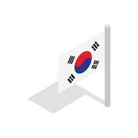 icono de la bandera de corea del sur, estilo 3d isométrico vector