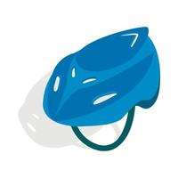 icono de casco de bicicleta azul, estilo 3d isométrico vector