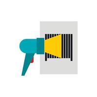 Bar code on cargo icon, flat style vector