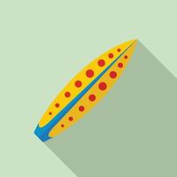 Yellow red dot surfboard icon, flat style vector
