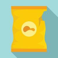 Empty chips package icon, flat style vector