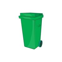 Trash can on wheels icon, cartoon style vector