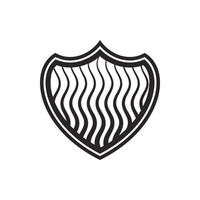 Striped shield icon, simple style vector