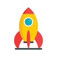 Kid amusement rocket icon, flat style vector